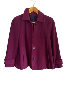 Lands’ End Wool Cashmere Swing Pea Coat Raspberry 6P